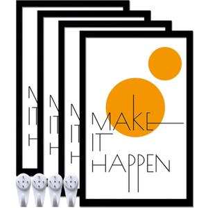 14x22 Picture Frame Set of 4, Black 14 x 22 Frame High Transparent Wall Gallery Poster Canvas Photo Frames for 14 by 22 inches