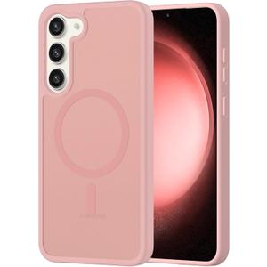 For Samsung Galaxy S23 Plus Case Magnetic, Compatible with Magsafe S23+ 6.6-Inch Slim Fit Heavy Duty Skin-Feel Wireless Charging Lightweight Shockproof Anti-Slip Protective Phone Cover, Pink
