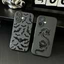 Case for iPhone 16 [Compatible with MagSafe] Built in Magnetic Cute Sleek Print Cartoon Cool Style Design for Man Boys Bat Soft TPU Protective Shockproof Mate Black