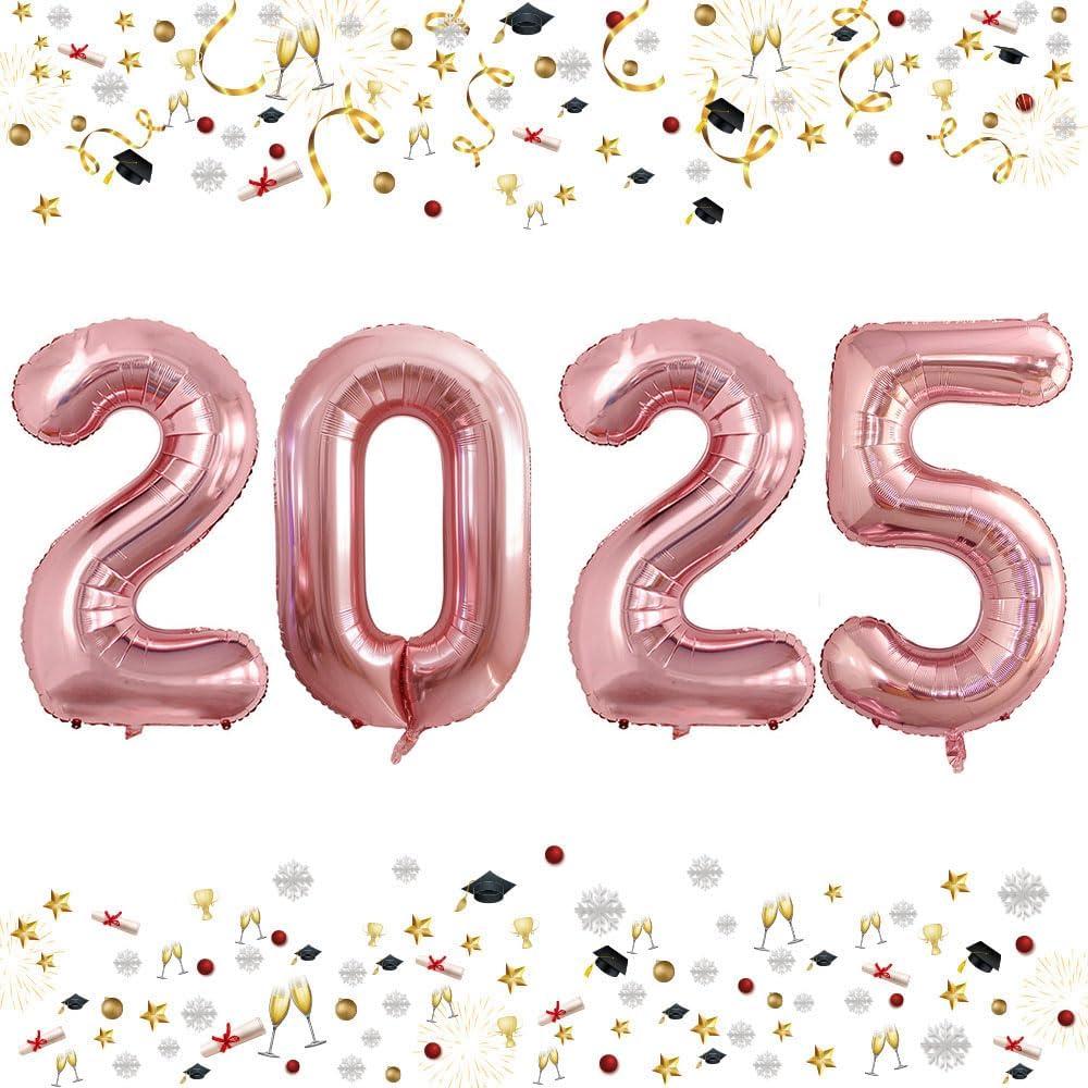 GOER 42 Inch 2025 Foil Number Balloons for 2025 New Year Eve Festival Party Supplies Graduation Decorations (Rose Gold)
