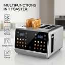 4 Slice Touch Screen Toaster with LCD Display Stainless Steel Digital Toasters 6 Bread Types& 6 Shade Settings Smart Extra Wide Slots Toaster With Bagel Cancel Defrost Reheat Functions
