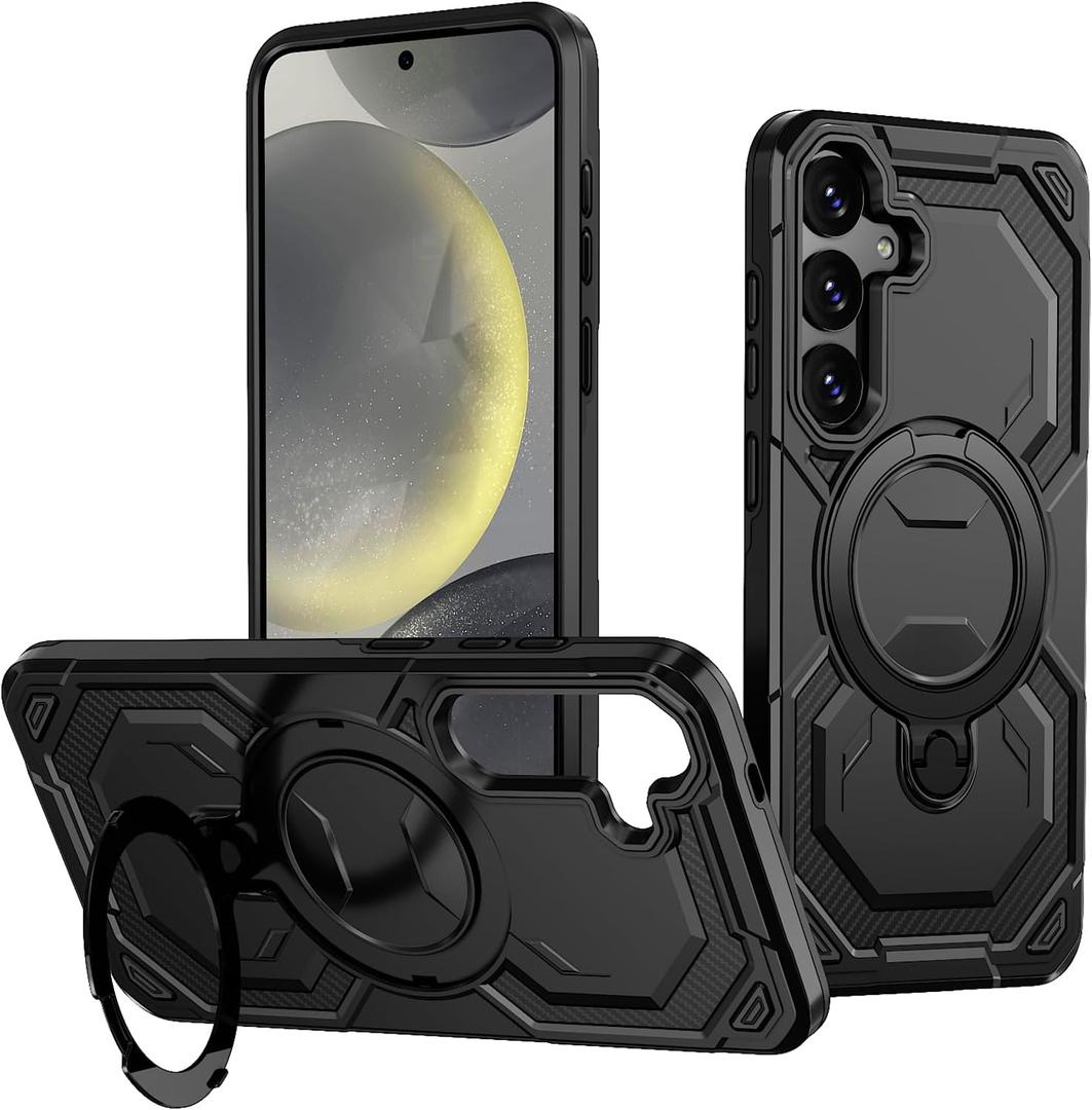 Dionsibei for Samsung Galaxy S25 FE Case Compatible with MagSafe with Kickstand Military Grade Drop Rugged Heavy Duty Protection Shockproof for Galaxy S25 FE Phone Case (Black)