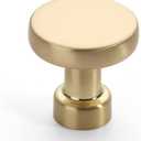 Amerdeco 10 Pack Brushed Brass Kitchen Cabinet Knobs Single Hole Cabinet Pulls Round Gold Drawer Knobs Dresser Knob for Bathroom Cabinets