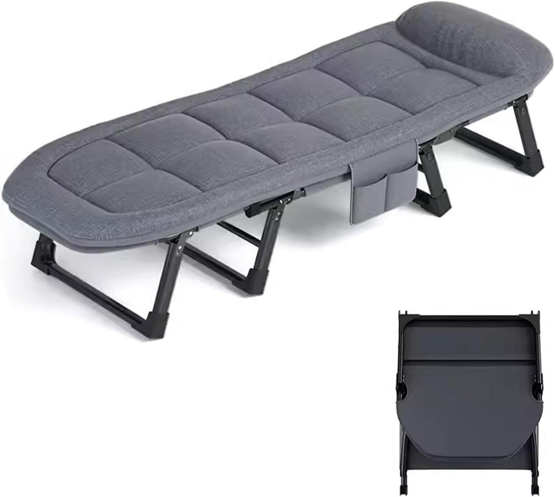 Folding Bed with Mattress for Adults Portable Folding Bed for Adults 24mm Thicker Steel Tube Six Speed Adjustable Backrest Folding Bed for Sleeping(J 180 * 60 * 35cm