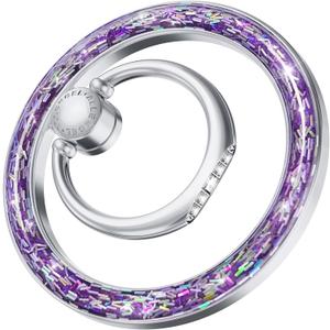 Allengel Magnetic Phone Ring Holder for Magsafe, Allengel Bling Bling Magnetic Phone Grip and Stand with Finger Kickstand for Smartphone,Compatible with Wireless Charging (Bling Purple Silver) (silver purple)