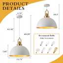 15.74" Industrial White Large Pendant Light Matte Finish Metal Light Fixture Farmhouse Hanging Light for Kitchen Island Dining Room Hallway, 1 Pack 15.74 inches