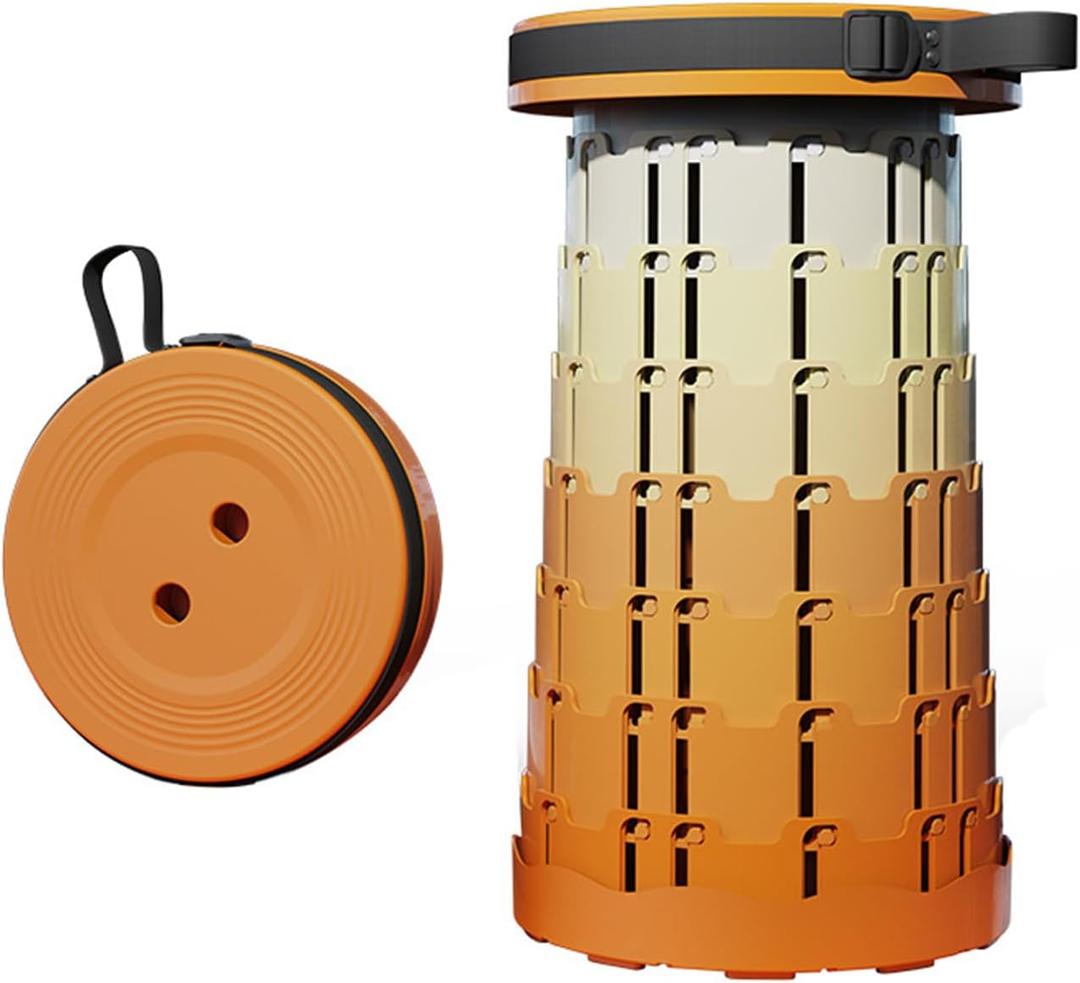 Ultra-Lightweight Collapsible Stool - Portable Folding Seat for Camping, Hiking, Travel & Outdoor Activities (Gradient Orange)