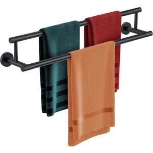Towel Bars for Bathroom 24 Inch, Matte Black SUS304 Stainless Steel Wall Mounted Towel Holder, Double Towel Rack