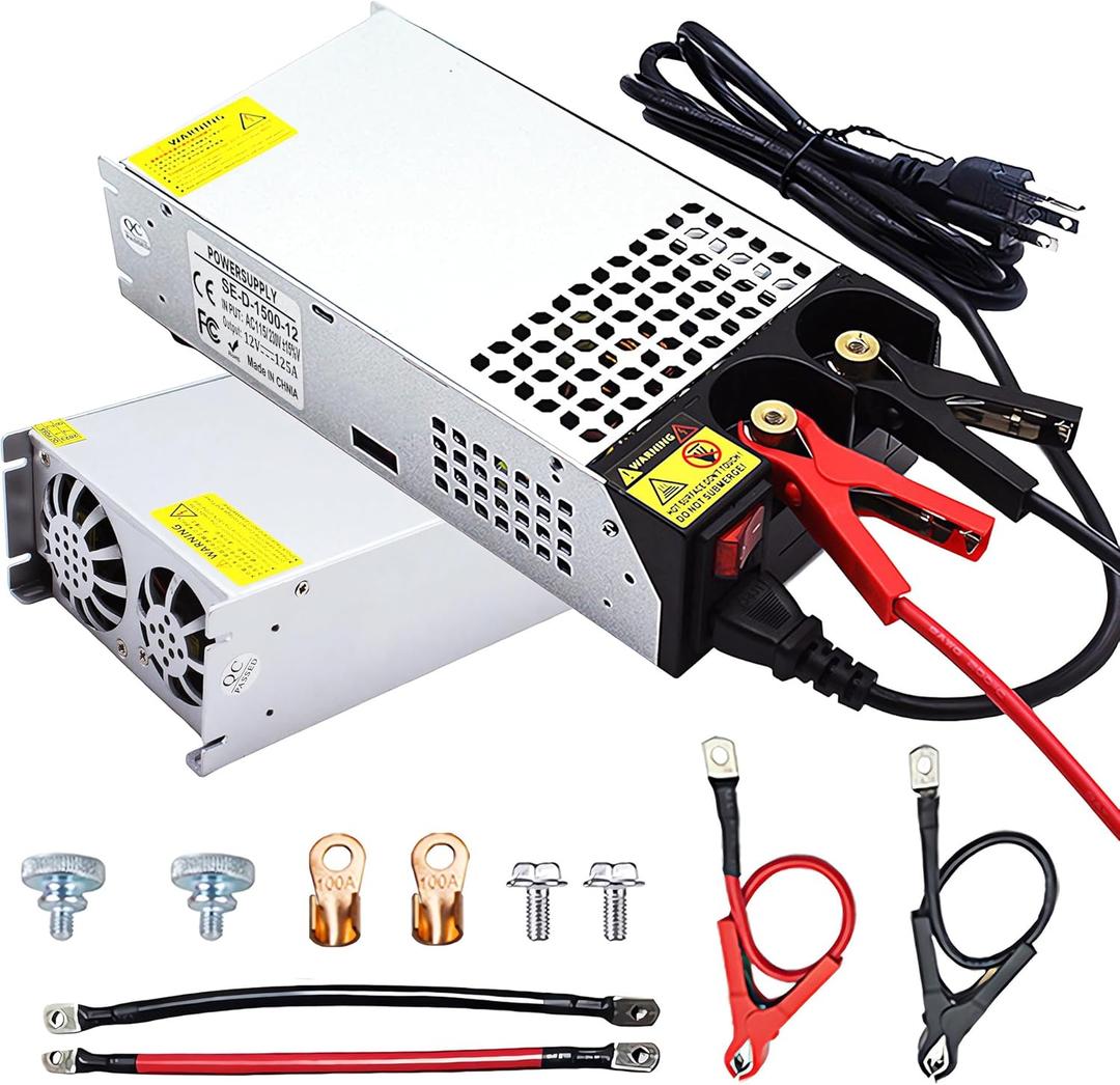 AC to DC 12V 125A 1500W Power Supply, Universal SMPS Switching 120V to 12V Converter Transformer Driver Adapter for DIY, RV, Pump, LED Strip, LCD Monitor (DC12V-125A-1500W)