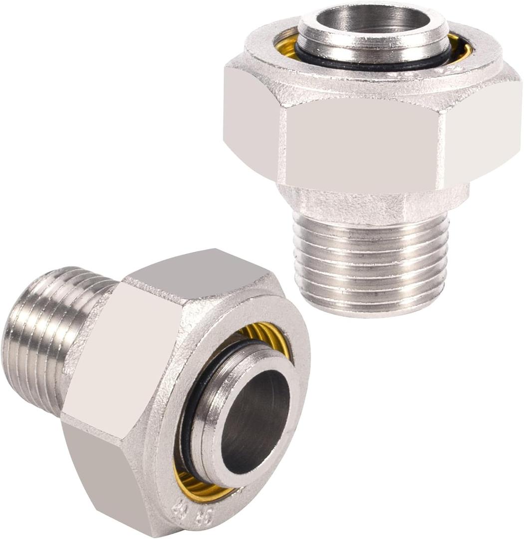 2pcs 3/4"1/2" Air Line Fittings for Rapid Air System, Air Hose Fittings 3/4 Inch Single Connector Fit for Shop/Garage Compressed Air Piping, Brass-Nickel Plated, 200psi Working Pressure