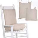 Rocking Chair Cushions Indoor Large Set Modern No Tuft Design, Premium Champagne Cream Colored Fabric, Non-Slip Surface, and Secured Ties Indoor Rocking Chair Cushion
