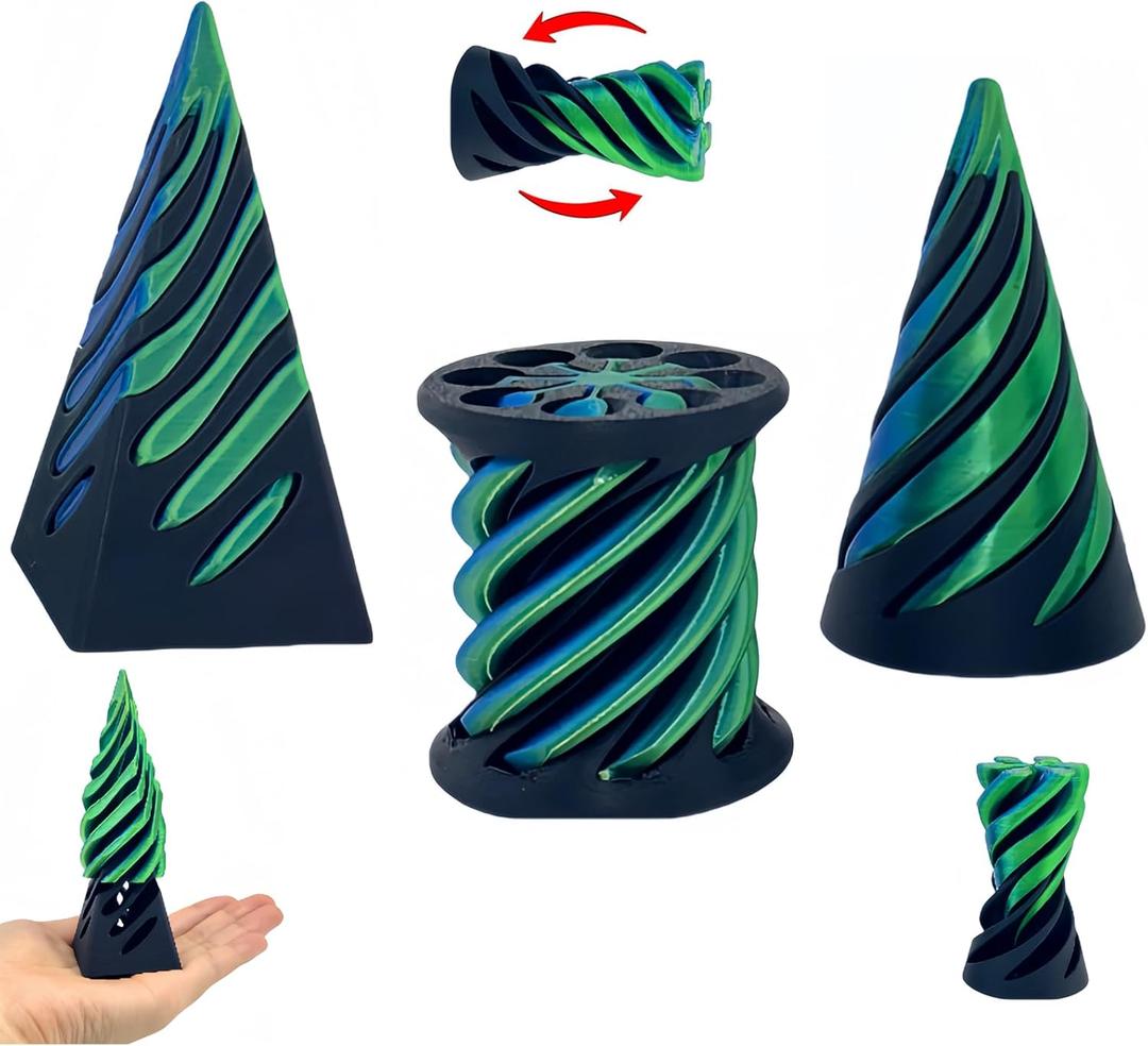 3 Packs Impossible Cone,Spiral Cone Fidget Toy,Impossible Cones passthrough Impossible Pyramid for Relaxing,Spiral Fidget Toy passthrough Impossible Cone,Birthday for Adults & Kids (Blue&green)