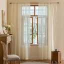 AmHoo 2 Panels Boho Vintage Lace Semi Sheer Curtain Farmhouse Voile Curtains for Living Room Bedroom Window Treatment Ivory 55 x 84 Inch