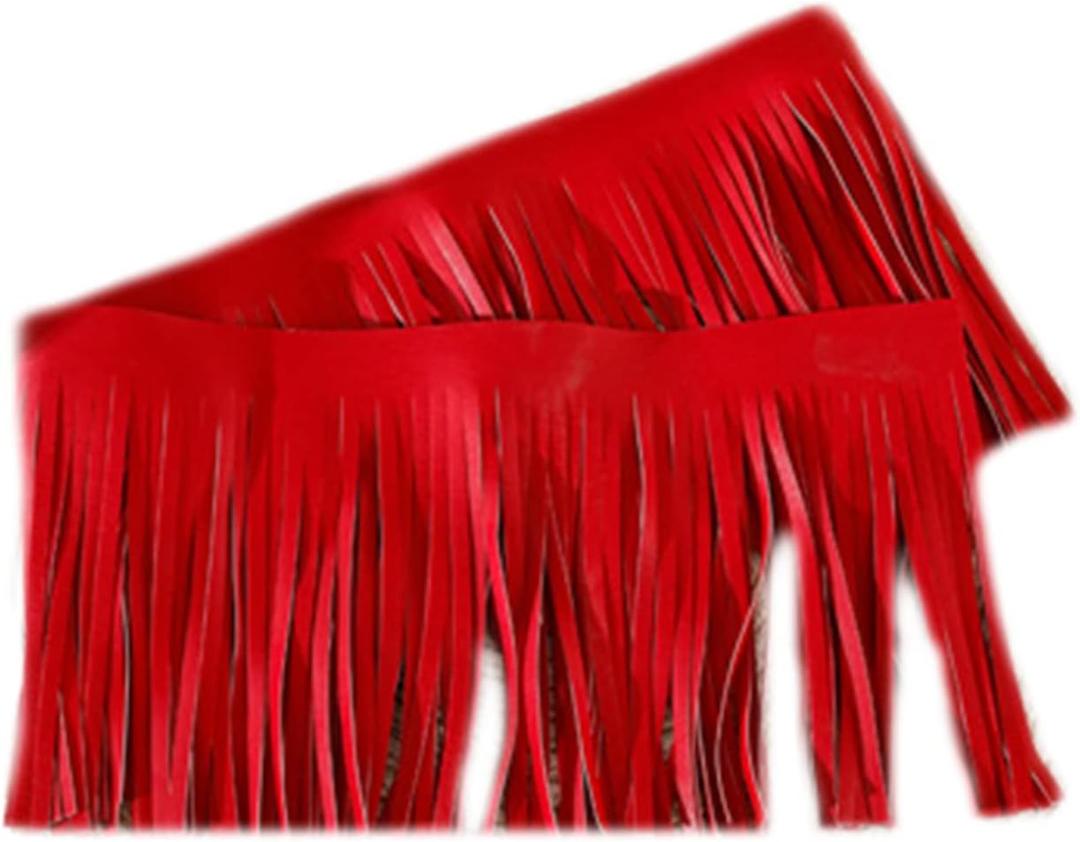 2 Yards PU Leather Fringe Trim 4 Inch Sewing Tassel Trim for DIY Craft Clothing Handbag Sewing Craft Embellishment Decoration Black