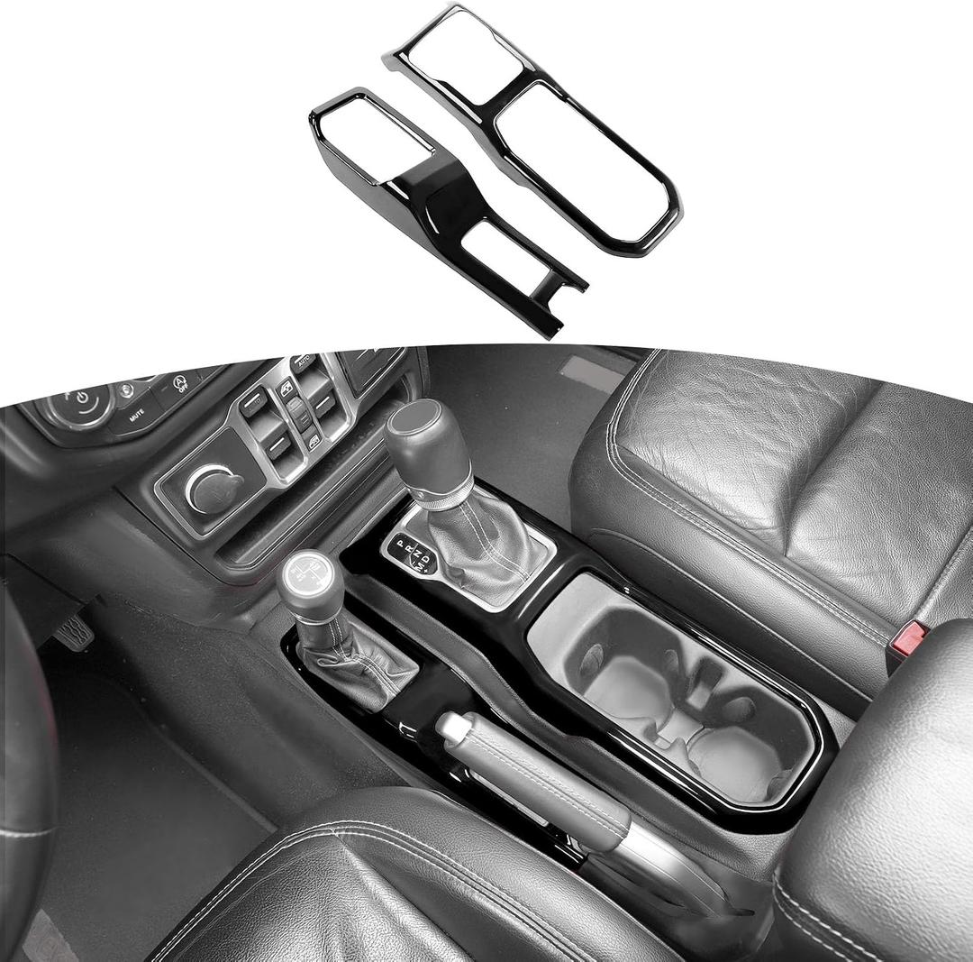 RT-TCZ for Jeep JL Black Console Gear Shift 4WD Panel Trim Cover for Jeep Wrangler JL JLU 2018 up for Gladiator JT 2020 up Black Interior Accessories 2pcs