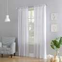 No. 918 Trevor Heathered Texture Semi-Sheer Tab Top Curtain Panel Pair, 40" x 63", White