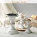 Unity Candle Holder - LIKEYO Wooden Unity Candle Holders for Weddings, Rustic Candlestick Set of 3, Wooden White Candlestick for Wedding Table Centerpiece Church Farmhouse Decor