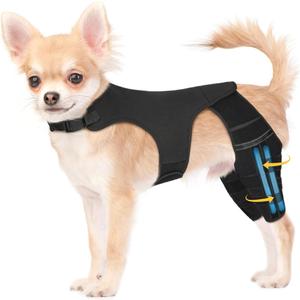 Dog Leg Brace for Torn Acl Hind Leg, 4 Stabilizers for Back Leg, Adjustable Hip Support to Reduce Pain, Ligament Injuries & Luxating Patella for Small Medium Large Dogs, XS (Black)