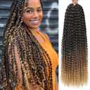 Ombre Passion Twist Hair 24 Inch 8 Packs Passion Twist Crochet Hair For Women Water Wave Braiding Hair Long Spring Twist Hair Synthetic Hair Extension (24 Inch (Pack of 8), 1B/30/27)