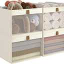 Linen Closet Organizers and Storage, Closet Storage Bins Basket Organizer, Foldable Organization Baskets with Mesh Window for Clothes Towels and Toys, 14.5" x 14.5" x 10.25", Beige, 4 pack