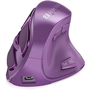 seenda Ergonomic Mouse, Wireless Vertical Mouse - Rechargeable Optical Mice for Multi-Purpose (Bluetooth+Bluetooth+USB Connection) Compatible Apple Mac and Windows Devices - Purple