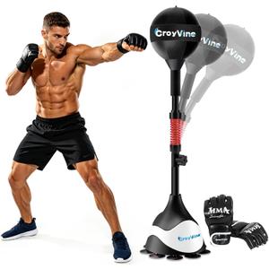 Freestanding Reflex Punching Bag, Height Adjustable Speed Punching Ball for Adults & Teens, Home Gym Boxing Equipment for Training, Reflex, Fitness & Body Shaping, 58'' x 18"