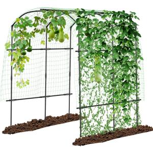 DoCred Tall Garden Arch Trellis for Climbing Plants, 87in Tall Metal Plant Support Trellis Archway for Climbing Vine Vegetable/Fruit/Flower Outdoor Yard Lawn Garden Arch Tunnel Trellis (75" L x 71" W x 87" H)