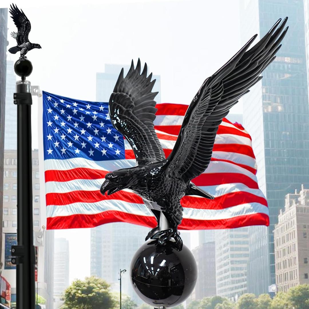 iElyiEsy Eagle Flagpole Topper with Ball - Weatherproof ABS Ornament Fits 20ft 25ft 30ft Flag Poles - Patriotic Outdoor Decor for Home Garden