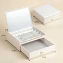 LAMU Jewelry Box for Women,ABS Plastic Jewelry Organizer with mirror, Large Capacity Storage for Rings Necklaces Earrings Bracelets Sunglasses, 2 Layer Grid Storage Case