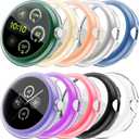 RICHONE [10Pack] Watch Case with Screen Protector Compatible with Google Pixel Watch 3/2/1 41mm, Flexible TPU Protective Covers Bumper Accessories Scratch Resistant for Pixel Wtach 41MM (10 Colors)