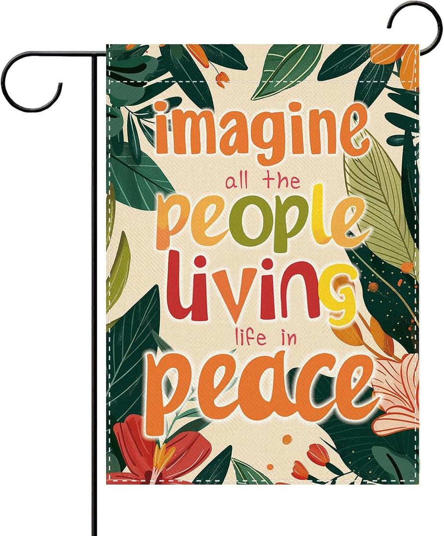 2 x Imagine All The People Living Life in Peace Decorative Garden Flag