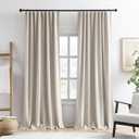Linen Blackout Curtains 50x120 Inch Long 2 Panels,Thermal Rustic Country Curtains for Living Room Large Window, Beige 