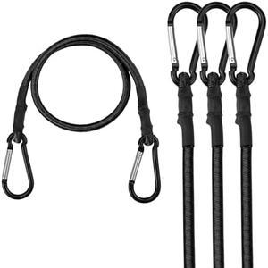 WORKPRO 24 Inch Bungee Cords with Hooks, 4 Pack Superior Rubber Heavy Duty Bungee Straps Strong Elastic Rope for Outdoor Tent, Luggage Rack, Camping, Cargo, RV, Bike, Transporting, Storage, Black
