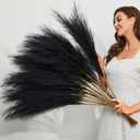 FOTEEWL 8 PCS Faux Pampas Grass Decor 38"/3.1FT Tall Fake Pompas Floral Large Artificial Pompous Grass Branches Plants for Floor Vase Filler Home Boho Decoration (Black)