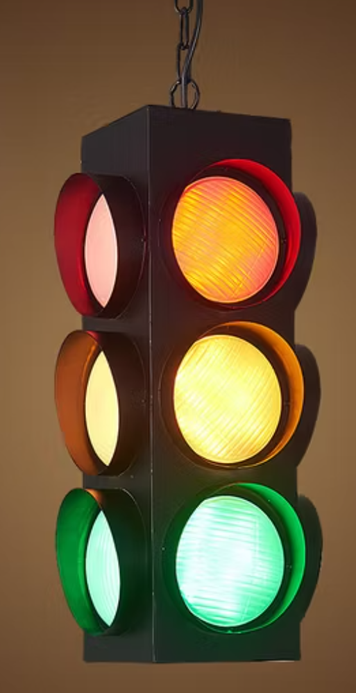 SignWorks Decorative Four Sized LED Traffic Light Wall Mount Lamp Switch And Remove Controle With Bare Wireless 21" x 14" (Black)