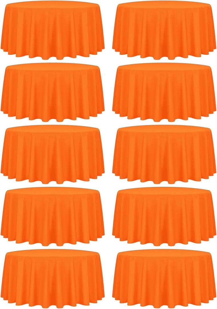 fani 10 Packs Orange Round Tablecloth - 120 Inch, Polyester