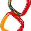 LCCCK 17.7in Tall Abstract Orange Glass Sculpture Large Hand Blown Glass Figurine Handblown Statue for Home Decor Living Room Shelf Mantel Tabletop Display Modern Art Accent Piece, 17.7 X 7.9 X 3.9 Inches