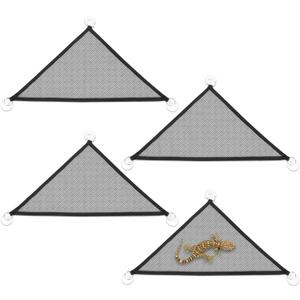 4 Pack Bearded Dragon Hammock - Reptile Lounger & Basking Platform - Breathable Mesh for Geckos, Lizards, Snakes, Chameleons - Safe Terrarium Accessories with Suction Cups (Black)