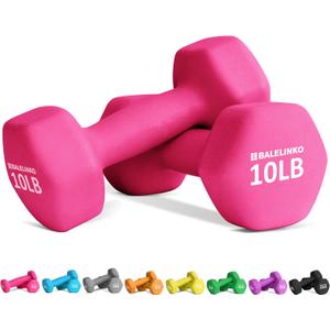 Balelinko Home Gym Equipment Workouts Strength Training Weight Loss Pilates Weights Yoga Sets Free Weights for Women, Men, Seniors and Youth, 10LB Pink, Pair