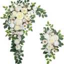 Odouzy Wedding Arch Flowers, Artificial Flower Arch Decor, 2pcs Artificial Flower Arrangement for Wedding Decor Reception Backdrop Floral Decorations (White)