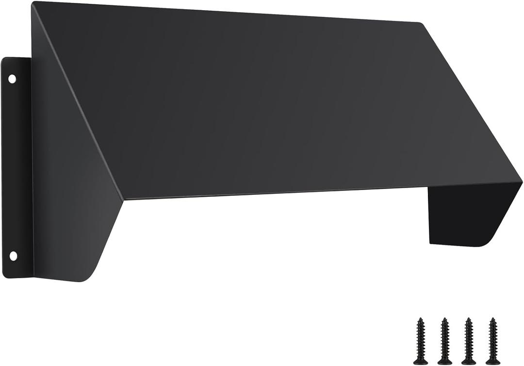 10" x 5" Metal Vent Cover with Screws, Air Vent Grille Protection Roof, Duct Exhaust or Inlet Rain Deflector for Indoor, Outdoor Ventilation System (Black)