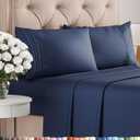 Queen Size 4 Piece Sheet Set - Comfy Breathable & Cooling Bed Sheets Set - Hotel Luxury Bedding for Women, Men, Kids, Teens, Boys & Girls - Deep Pockets, Soft and Wrinkle Free - Oeko-Tex - Navy Blue