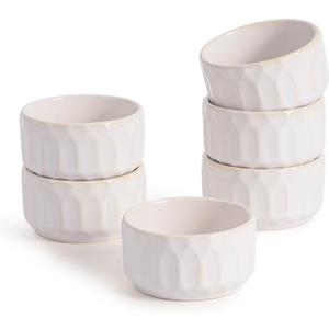 Ramekin Dish Set of 6, 4 OZ Ramekin for Creme Brulee, Lava Cake, Pudding, Souffle, Dishwasher and Oven Safe, Porcelain Ramekins for Baking, Thanksgiving Christmas Gift for Mother Father Women Men