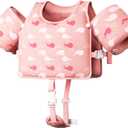 Toddler Swim Vest, Toddler Floaties Fit 20-66LBS, Swim Vest for Toddlers Learning to Swim, Puddle Kids Jumper with Adjustable Strap, Swim Jacket Arm Floaties for Baby Boys Girls 1-7 Years Old (Pink)