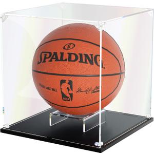 Basketball Display Case, Clear Acrylic Display Box for Full Size Basketball, Stand for Autographed Ball Showcasing, Watch The Video to Assemble (10.6x10.6x11.8 inch, 27x27x30 cm)