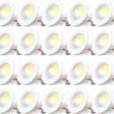Amico 5/6 inch 5CCT LED Recessed Lighting 20 Pack, Dimmable, IC Rated, 12.5W=100W, 950LM Can Lights with Baffle Trim, 2700K/3000K/4000K/5000K/6000K Selectable, Retrofit Installation - ETL & FCC