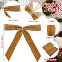 Ouddy Decor 24 Pcs Velvet Bows for Christmas Tree, Vintage Khaki Ribbon Bows Christmas Ornaments for Xmas Tree Wreath Garland DIY Craft Gift Wrapping Bags Home Decor (Khaki, 7" x 6", Width of 1")