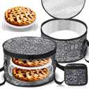 Pickmesh Round Pie Carrier 12 x 7 Inch Insulated Casserole Carriers with Lid and Detachable Handle for Hot or Cold Food Cake Transport Thanksgiving Christmas Gift(Black Paisley)