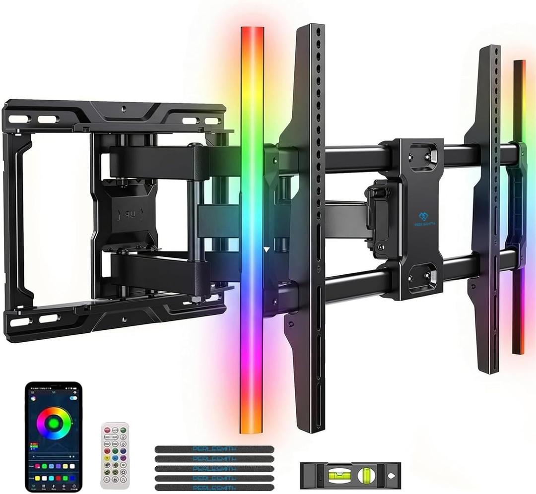 PERLESMITH Full Motion TV Wall Mount with LED Light for 37–86 inch TVs