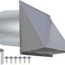 8 inch Hooded Wall Vent with Screen and Damper,Wall Vent Cover Exhaust Vent Outdoor Wall Cap Exterior Air Vent Cover for Kitchen Range Hood HVAC Duct Dryer Ventilation,Galvanized Steel,Gray